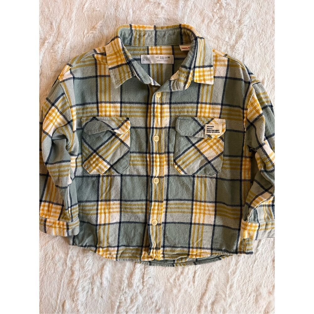 Zara Plaid Long Sleeve Button down  Shirt Size 2/3